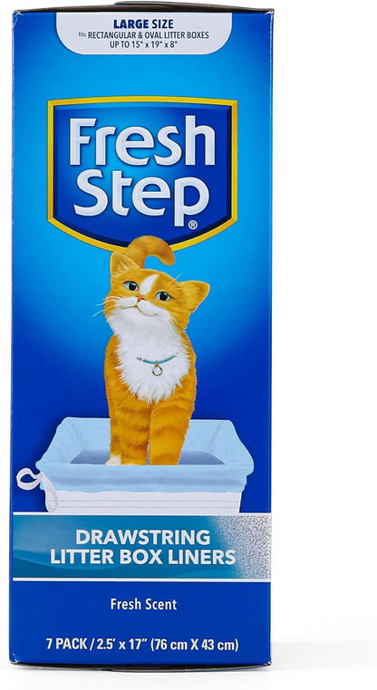 Drawstring Litter Box Liners Scented, Large Size, 30" X 17" - 7 Count