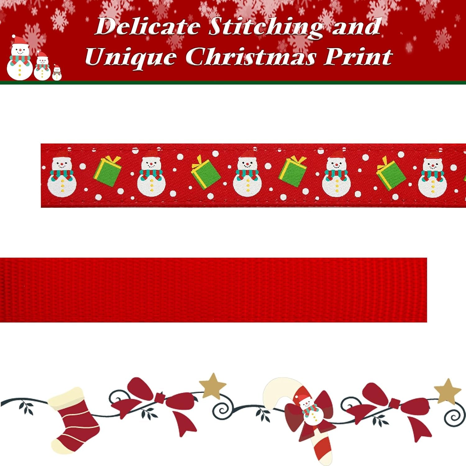Christmas Antler Bow Tie Snowman Dog Collar for Medium Dogs