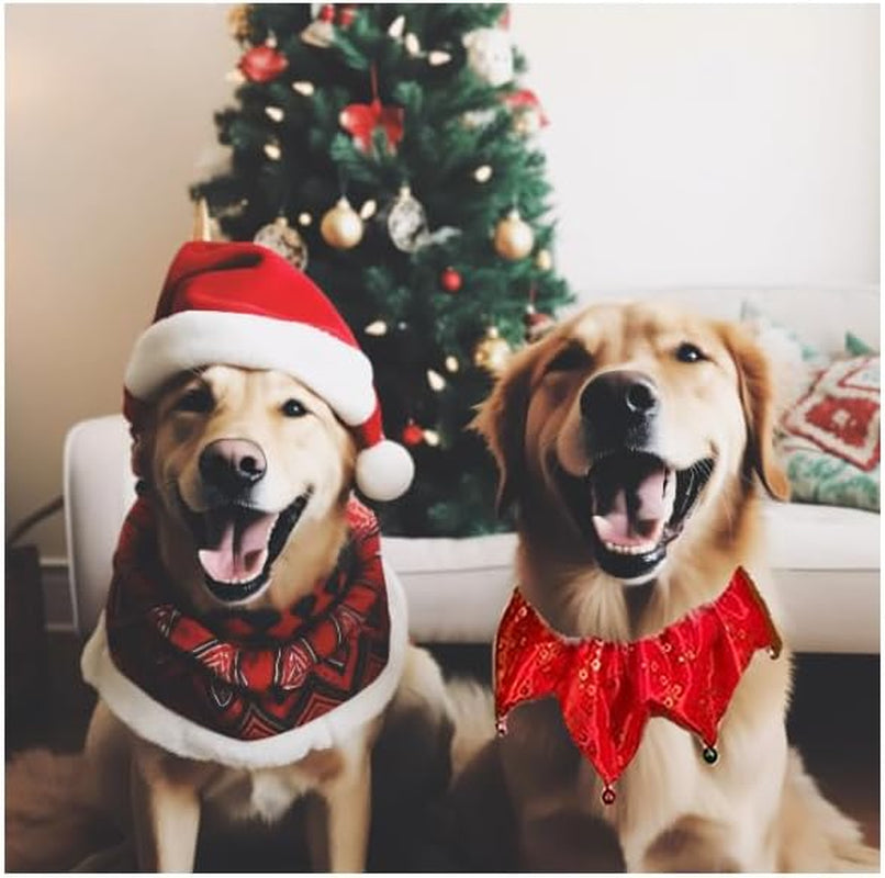 Bling Pet Dog Christmas Collar, Jingle Bell Dog Collar Christmas, Pet Holiday Accessories XMS Dog Bandana for Girl Boy with Six Bells, Large Red