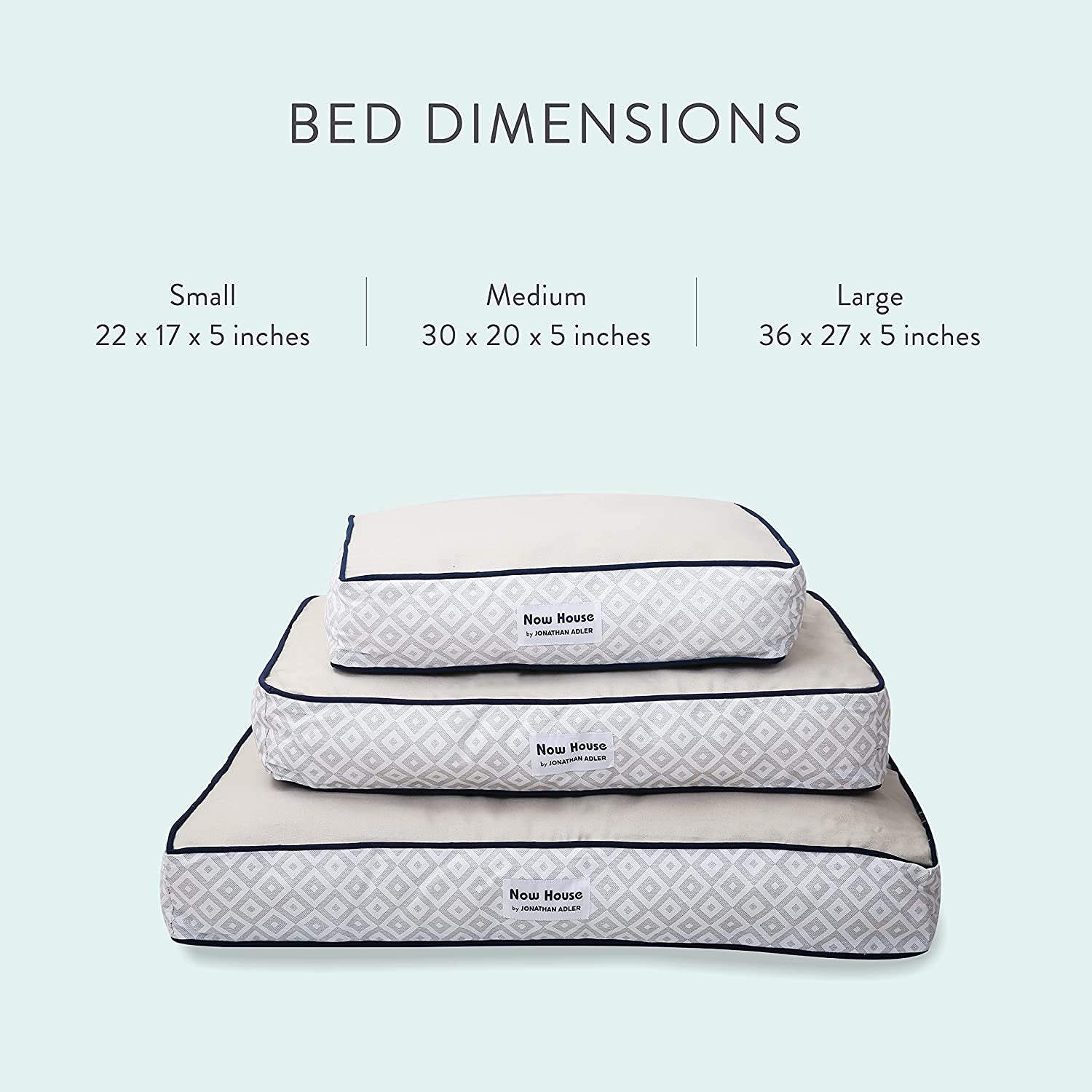 Now House for Pets Grey Diamond Cushion Dog Bed, Small Dog Bed, Machine Washable, Cotton/Poly Blend, 17X22X5 Inches