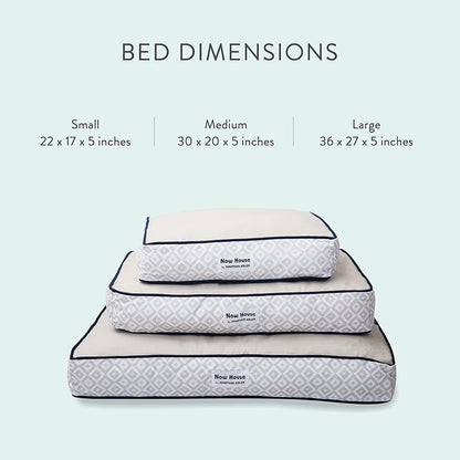 Now House for Pets Grey Diamond Cushion Dog Bed, Small Dog Bed, Machine Washable, Cotton/Poly Blend, 17X22X5 Inches