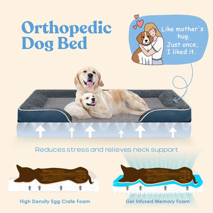 Dog Bed for Large Medium Small Dogs Orthopedic Pet Dog Sofa Bed with Removable and Washable Cover S to XL
