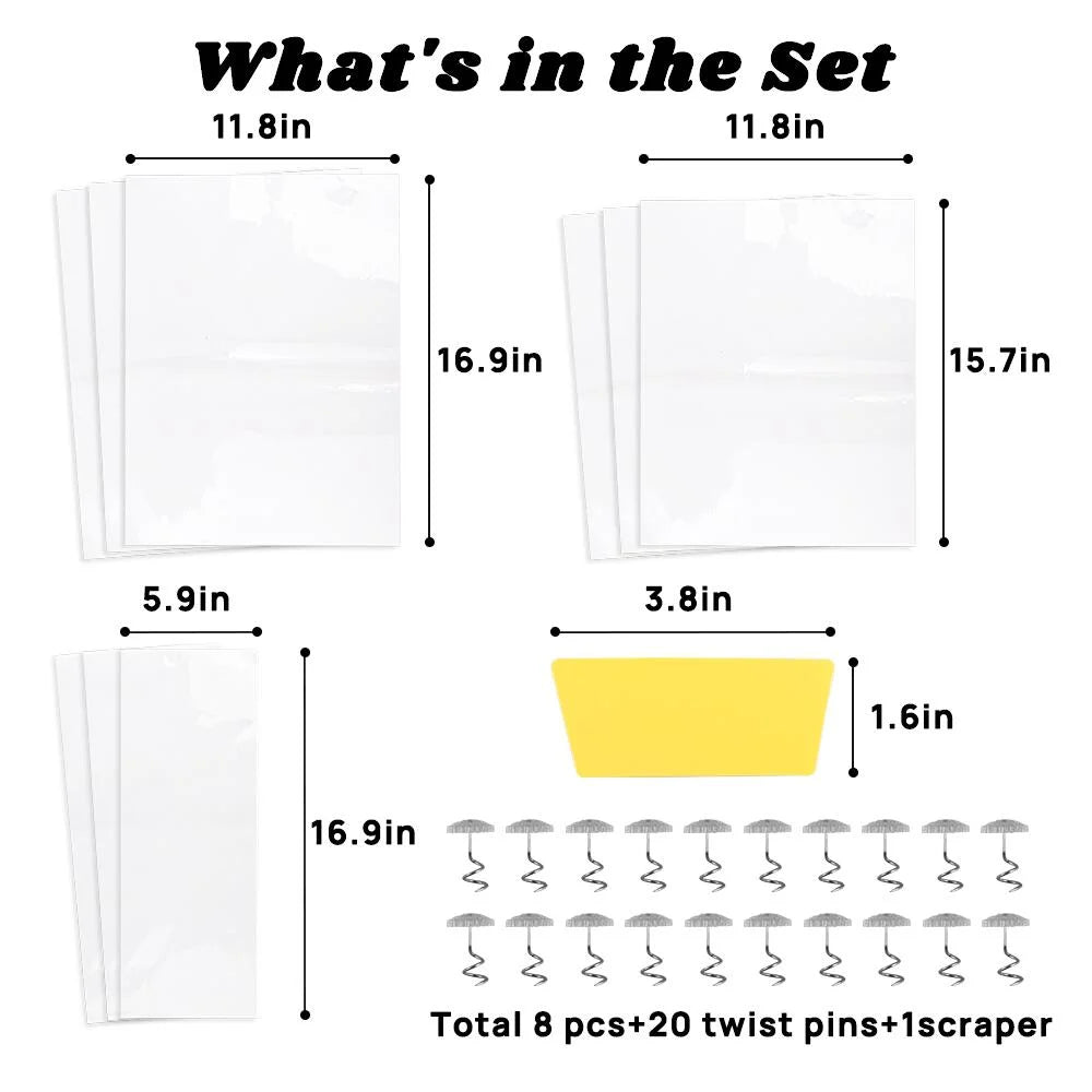 Cat Scratch Tape Protectors with Scraper & Twist Pins, Clear (8 Pack)