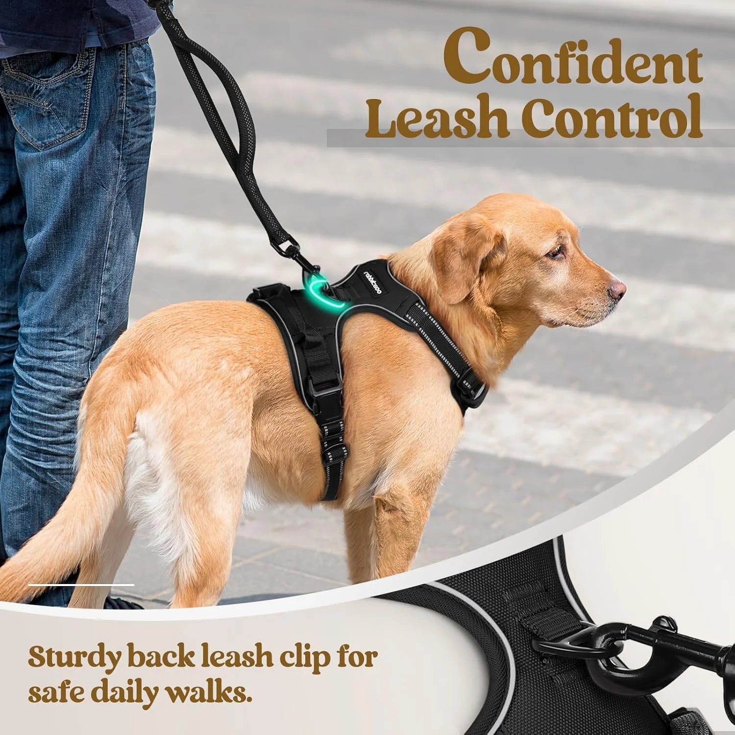 Reflective Dog Harness, No-Pull Pet with 2 Leash Clips,